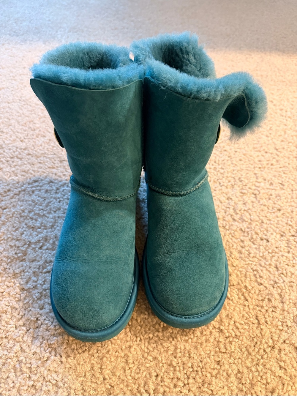 UGG Teal Suede Shearling Mid-Calf Booties